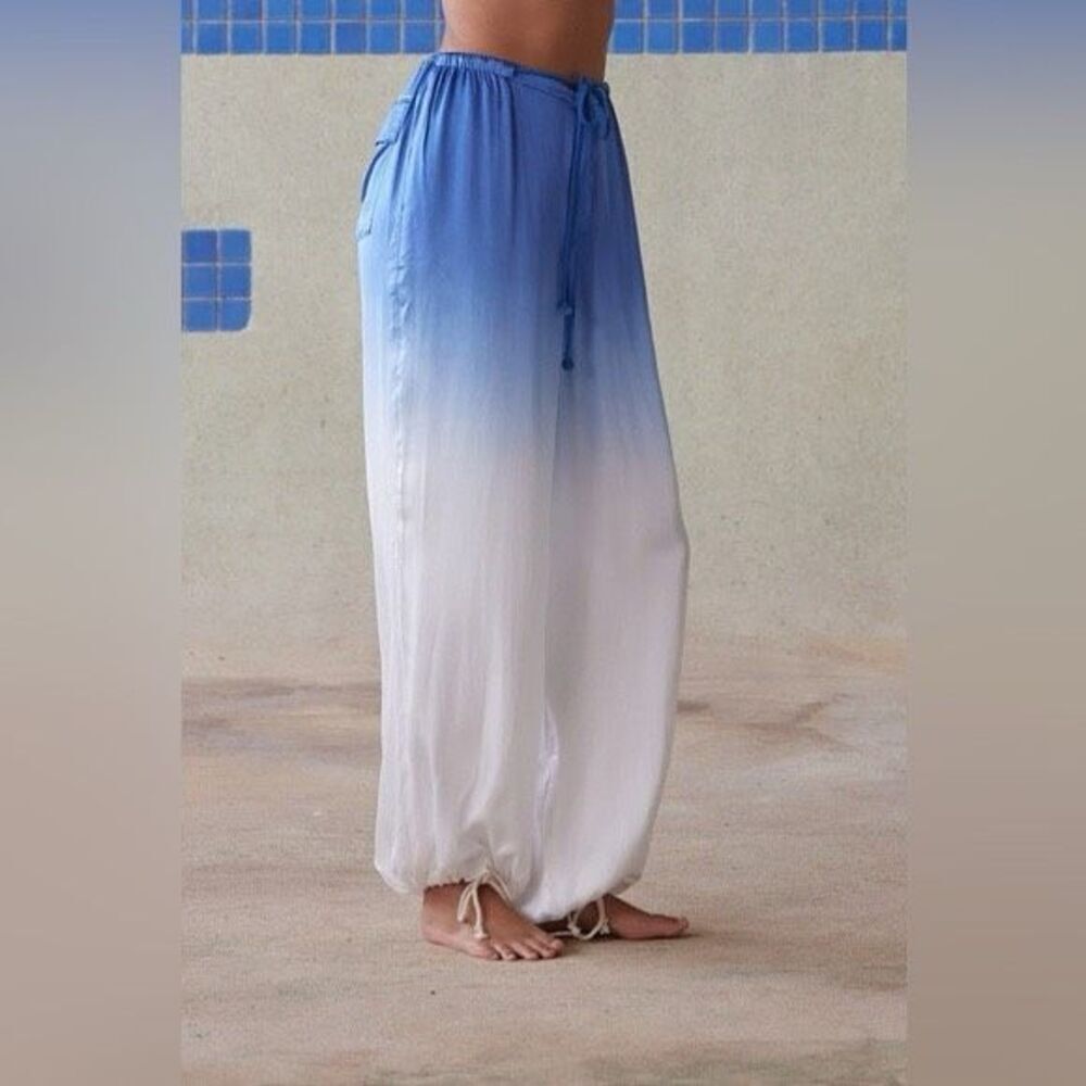 NWT Pippa The Label Blue & White Ombré Aster Pant Size Small
